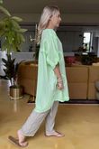 Made in Italy Sa Caleta Circle Longline Boyfriend Top Washed Twist of Lime /5 =